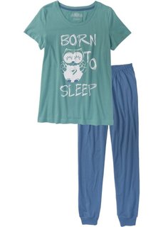 Пижама (синий/минерально-синий с рисунком) Bonprix