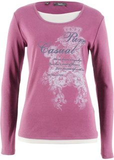 Футболка 2 в 1 с длинным рукавом (матовый ягодный) Bonprix
