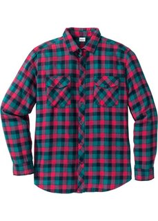 Фланелевая рубашка Regular Fit (бирюзовый в клетку) Bonprix