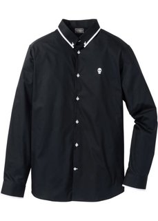 Рубашка Slim Fit с длинным рукавом (черный) Bonprix