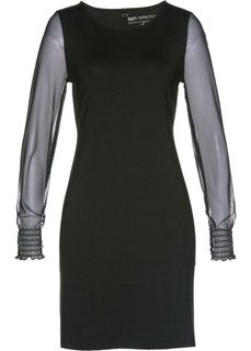 Платье с рукавами из сеточки (черный) Bonprix