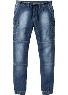 Джинсы Slim Fit Tapered без застежки (синий «потертый») Bonprix