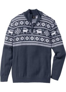 Пуловер Regular Fit с воротником-стойкой (темно-синий) Bonprix