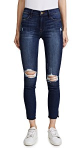 FRAME Le High Skinny Jean with Raw Edge Slit Rivet