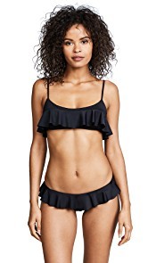 Milly Vita Solid Ruffle Scoop Neck Top