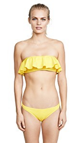 Milly Vita Solid Ruffle Bandeau Bikini Top