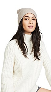 White + Warren Cashmere Shine Pom Pom Cuffed Beanie