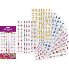 Акриловые наклейки-стразы и жемчуг "Цветочки и кружочки" Tukzar