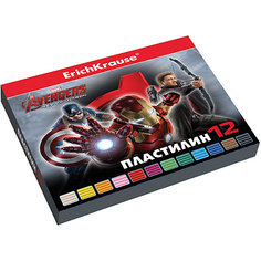 Пластилин 12 цветов Мстители-2, 216г, со стеком Erich Krause