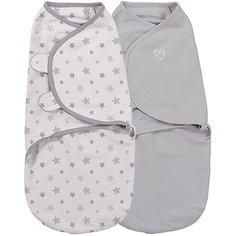 Конверт на липучке SwaddleMe Organic, размер S/M, (2 шт), серый/звезды Summer Infant