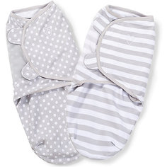 Конверт на липучке Swaddleme, размер S/M, (2 шт), серый/горошки/полоски Summer Infant