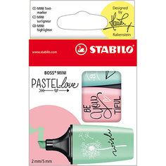 Набор текстовыделителей STABILO, BOSS MINI PASTELLOVE, 3 цв/уп (мята, роза, бирюза), блистер