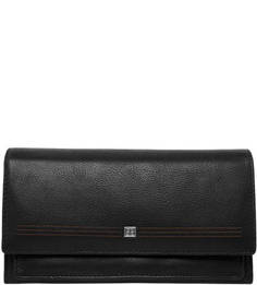 Черный кожаный кошелек на кнопке Sergio Belotti