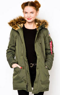 Удлиненная зеленая куртка Alpha Industries