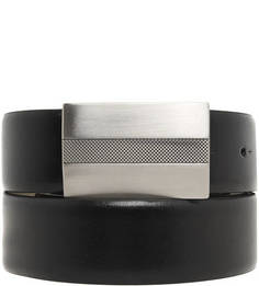 Черный кожаный ремень с прямоугольной пряжкой Sergio Belotti