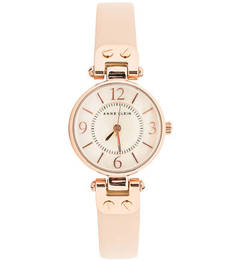 Часы с браслетом из натуральной кожи бежевого цвета Anne Klein