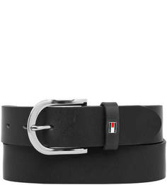 Черный ремень из натуральной кожи Tommy Hilfiger