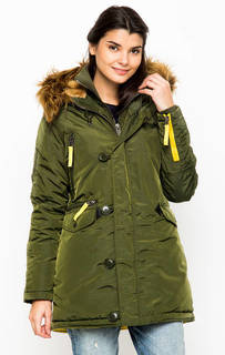 Удлиненная куртка цвета хаки с капюшоном Alpha Industries