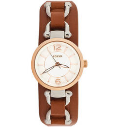 Часы с широким кожаным ремешком Fossil