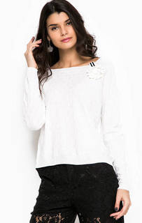 Белый джемпер с брошью Liu Jo