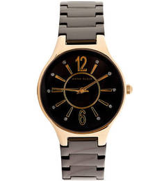 Часы с черным циферблатом круглой формы Anne Klein