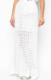 Ажурная длинная юбка белого цвета Pinko