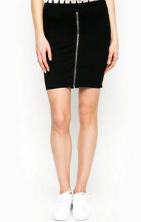 Короткая черная юбка с декоративной молнией Ichi