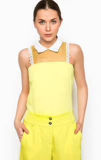 Желтая блуза с отложным воротником Pinko