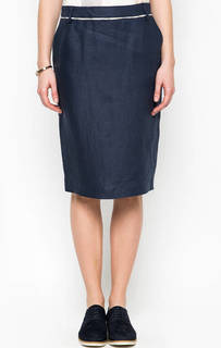 Льняная юбка синего цвета Barbour