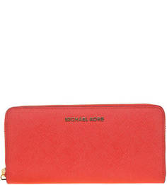 Красный кожаный кошелек с двумя отделами для купюр Michael Michael Kors