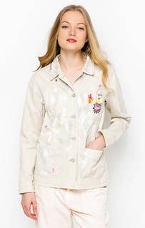 Бежевая куртка из хлопка с вышивкой Maison Scotch