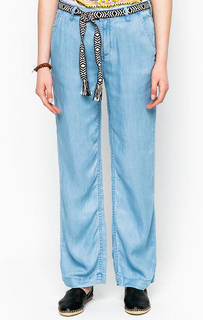 Прямые синие брюки с поясом Maison Scotch