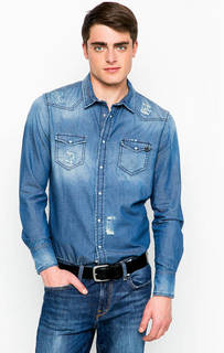 Джинсовая рубашка с декоративными потертостями Gaudi
