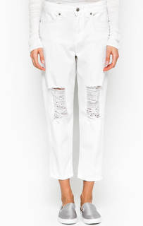 Рваные джинсы бойфренд белого цвета Drykorn