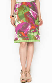 Разноцветная юбка из вискозы с кружевной отделкой Lerros