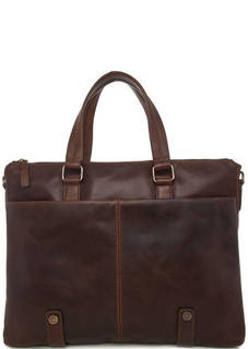 Коричневая кожаная сумка со съемным ремнем Gianni Conti