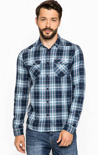 Рубашка в клетку из хлопка с длинными рукавами Guess