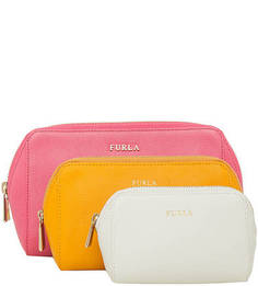 Набор из 3 кожаных косметичек Furla