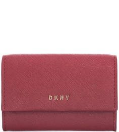 Визитница из сафьяновой кожи с застежкой на кнопку Dkny