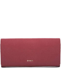 Черный кошелек с застежкой на кнопку из сафьяновой кожи Dkny