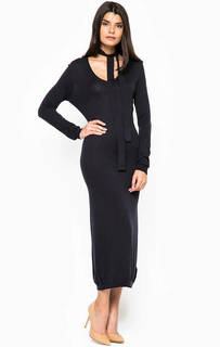 Синее трикотажное платье с треугольным вырезом Patrizia Pepe