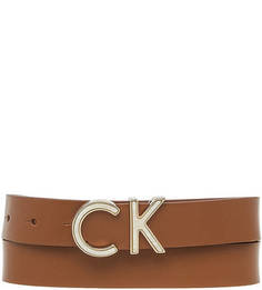 Коричневый кожаный ремень Calvin Klein Jeans