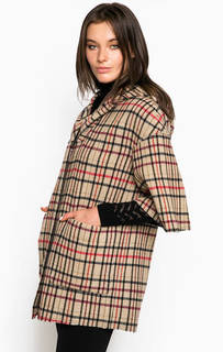 Шерстяное пальто в клетку с капюшоном Pinko