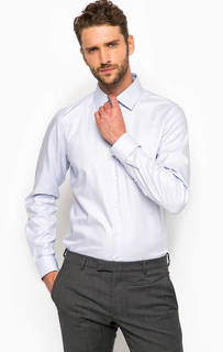 Голубая хлопковая приталенная рубашка Strellson