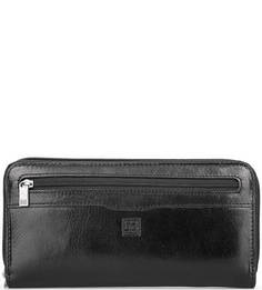 Черный кожаный кошелек на молнии Sergio Belotti