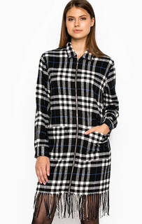 Черное платье с воротником и бахромой Replay