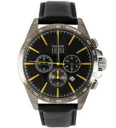 Часы с кожаным браслетом и хронографом Cerruti 1881