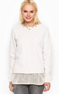 Свитшот из хлопка с металлическим декором и сетчатой майкой Maison Scotch
