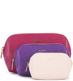 Набор из трех кожаных косметичек Furla