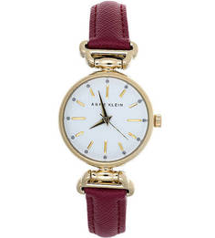 Часы округлой формы с кожаным ремешком Anne Klein